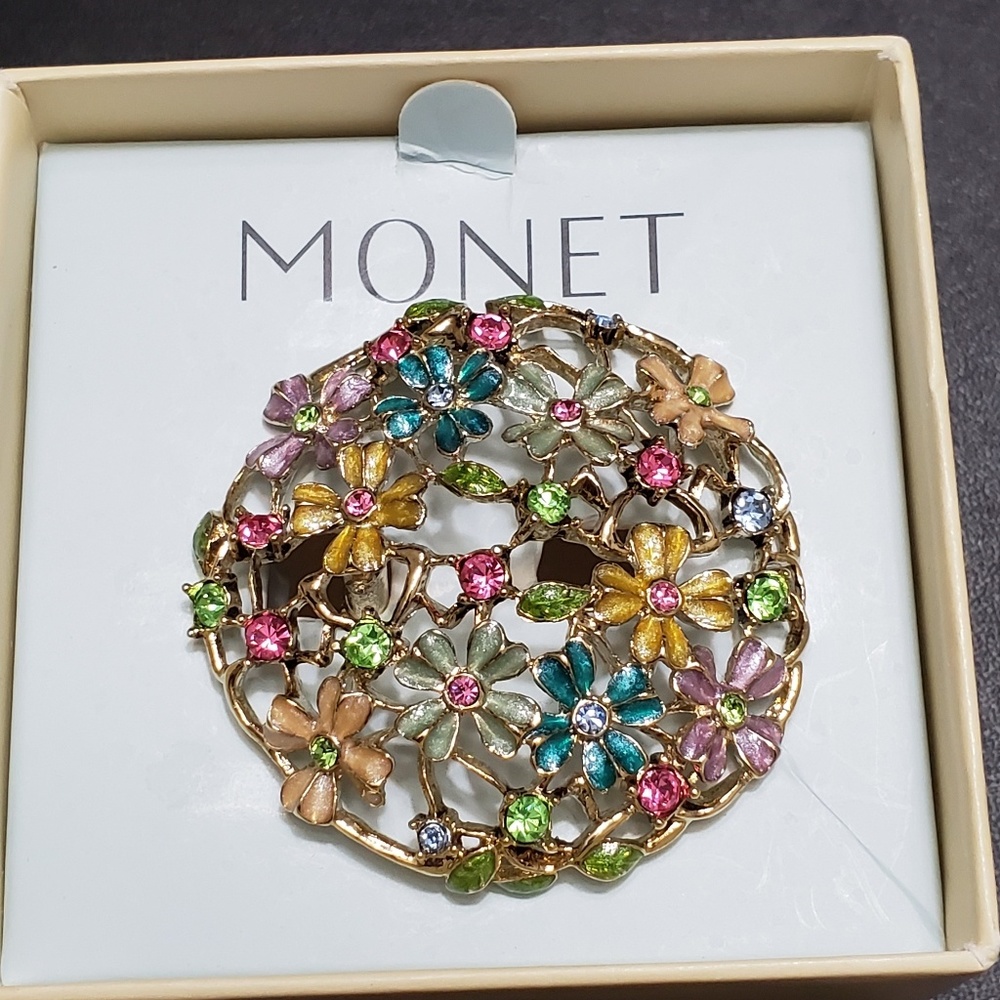 Monet flower cluster brooch